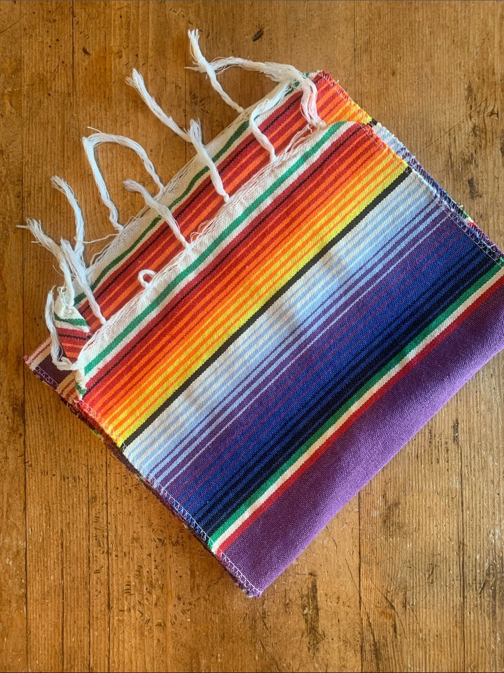 Vibrant Striped Table Runner and Napkin Set - Purple Multicolor